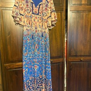 DR2 Blue and Orange Flutter Sleeve Sundress